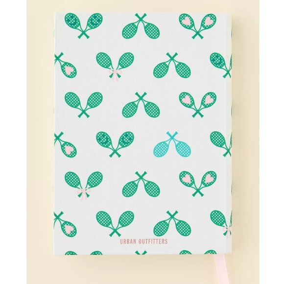 URBAN OUTFITTERS White Green Tennis Rackets Small Pocket Journal Notebook NEW - Picture 3 of 4
